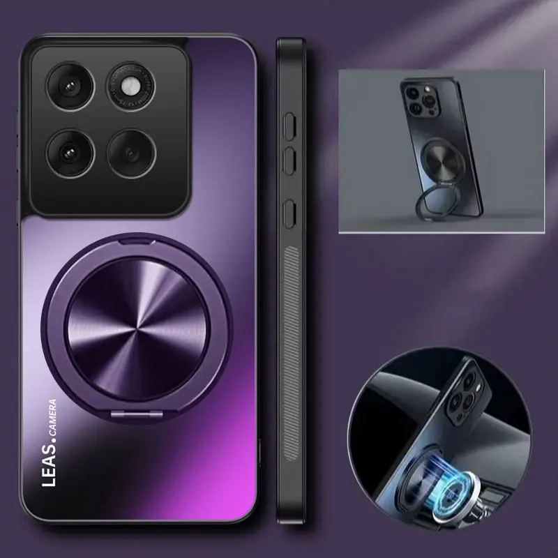 Magnetic Matte Shockproof Case with 360° Rotating Ring Holder