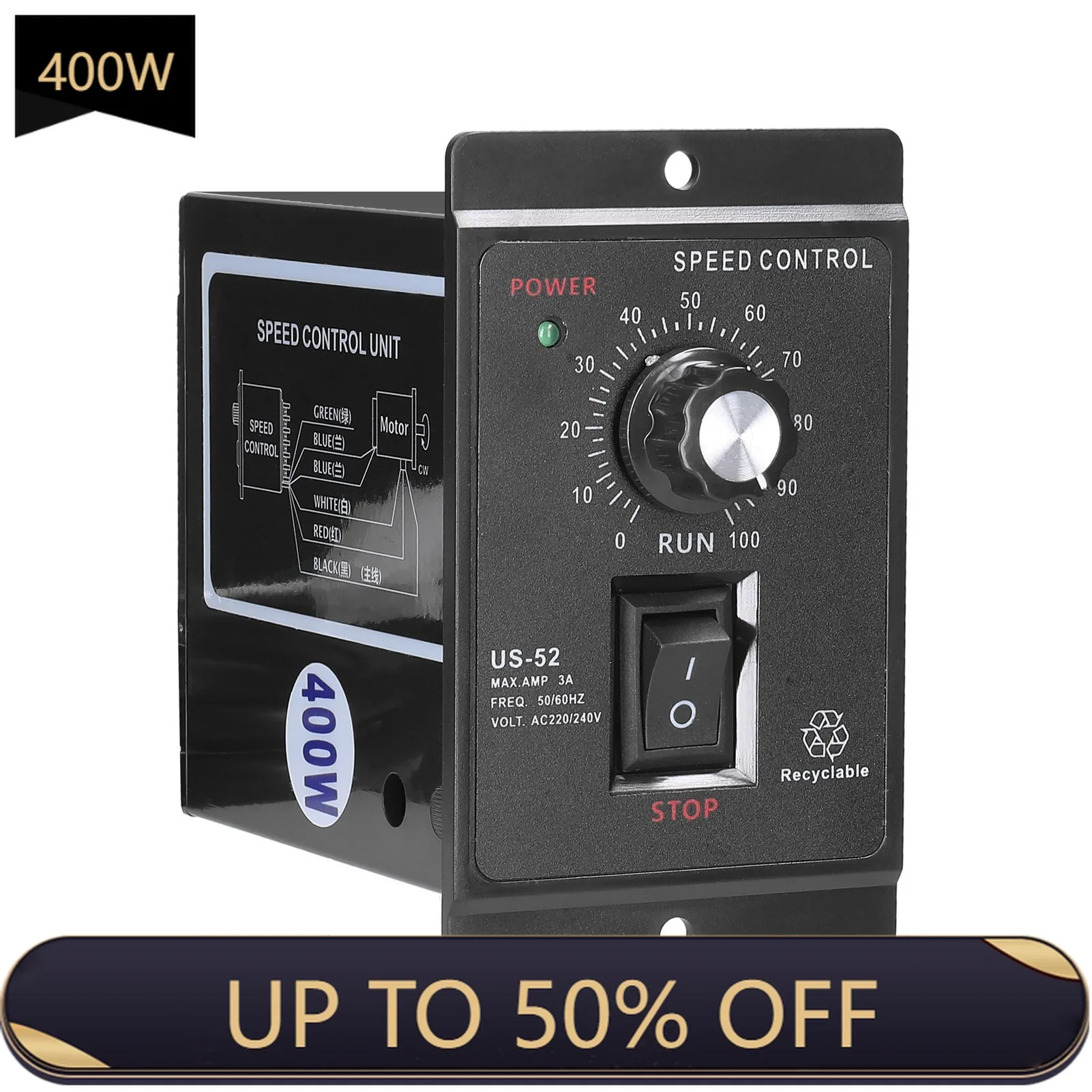 DIV Tool Motor Speed Controller 400W AC 220V Motor Speed Pinpoint Regulator Controller Forward & Backward Governor