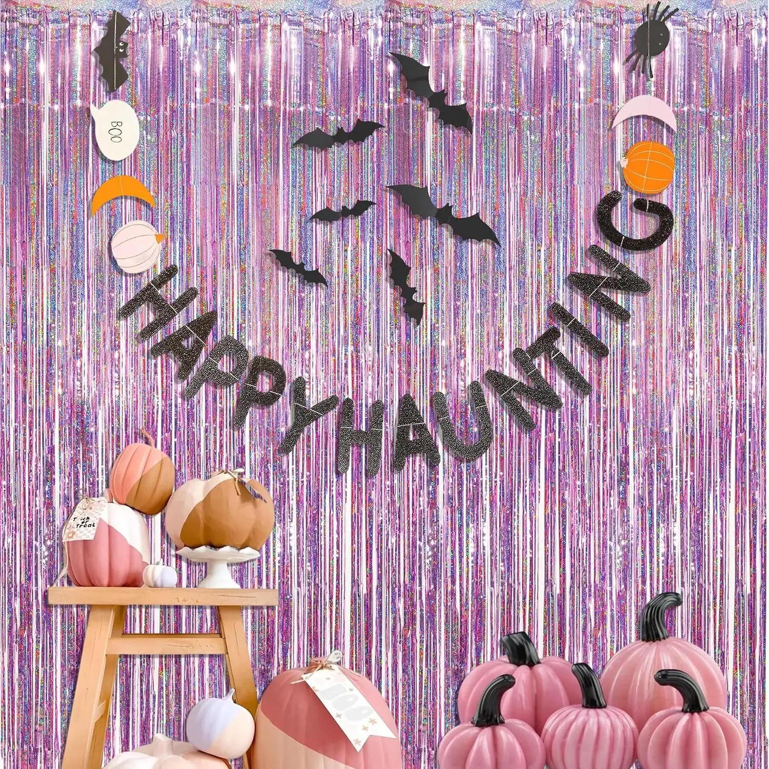 Pink Tinsel Curtain Party Backdrop - GREATRIL Glitter Foil Fringe Curtain Lilac Pink Party Decor Streamers for Birthday 5