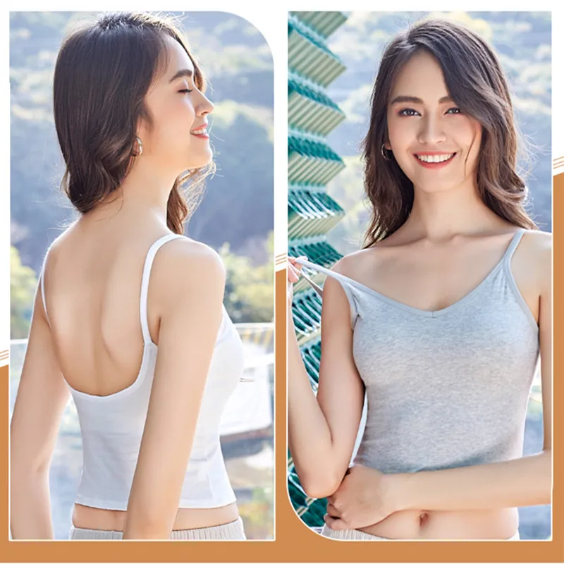 

Pure cotton back wrap chest strap vest with chest pad integrated underwear gathering yoga sports bra