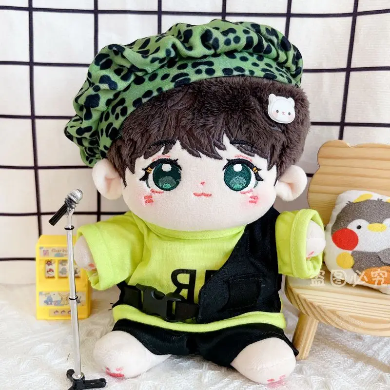 Kpop 20CM Idol Doll Clothes Green T-Shirt Camouflage Hat Dolls Accessories TNT Taehyung JIMIN SUGA Chanyeol Got7 Fans Collection 2