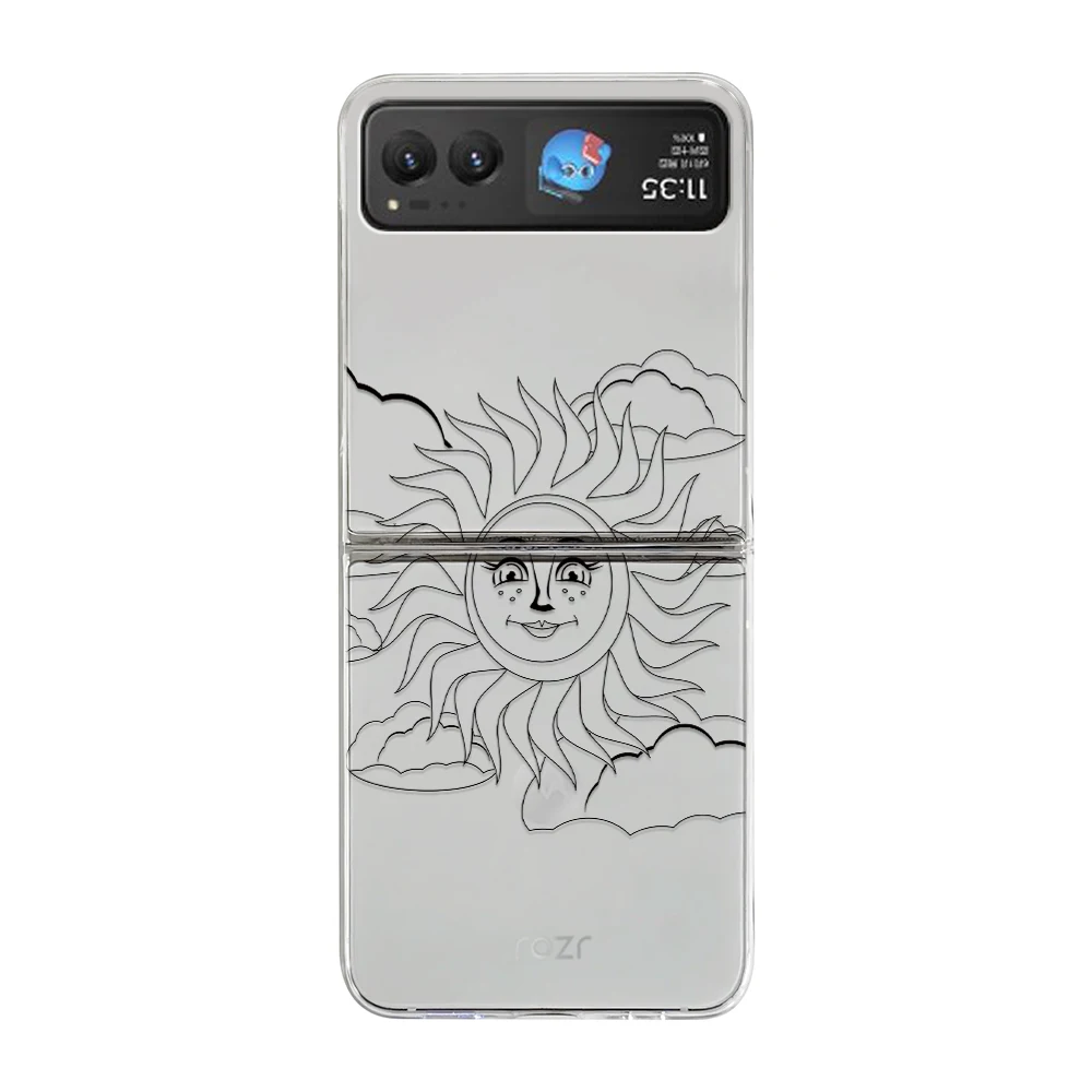 Retro Sun and Moon Transparent Phone Case Cover