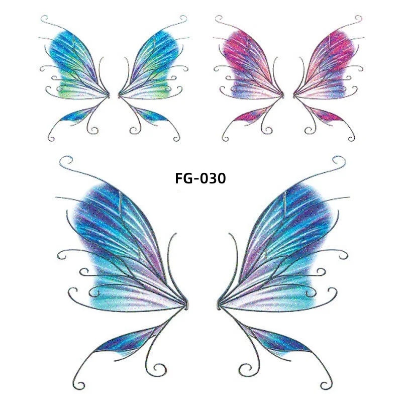 1Sheet Fairy Butterfly Wings Shiny Tattoo Sticker Waterproof Eyes Face Art Fake Tattoos for Women Makeup Dance Music Festival view 3