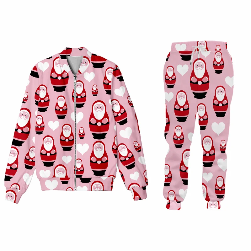 2022 New Christmas Halloween Print Man Tracksuits Sportswear Fashion Two-piece Plus Size Jackets Suits Streetwear Pants Dropship