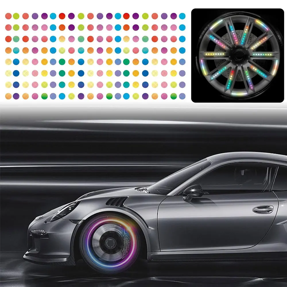 

20Pcs Car Wheel Hub Reflective Sticker Tire Rim Reflective Strips Luminous Sticker for Night Driving Car Styling Accessories