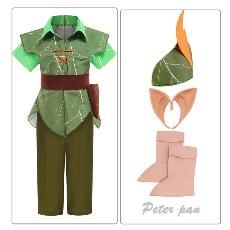 Carnevale Di Natale Cosplay Kids Party Tinkerbell Green Fairy Dress Neonati Maschi Elfi Abiti Robin Halloween Peter Pan Costumes