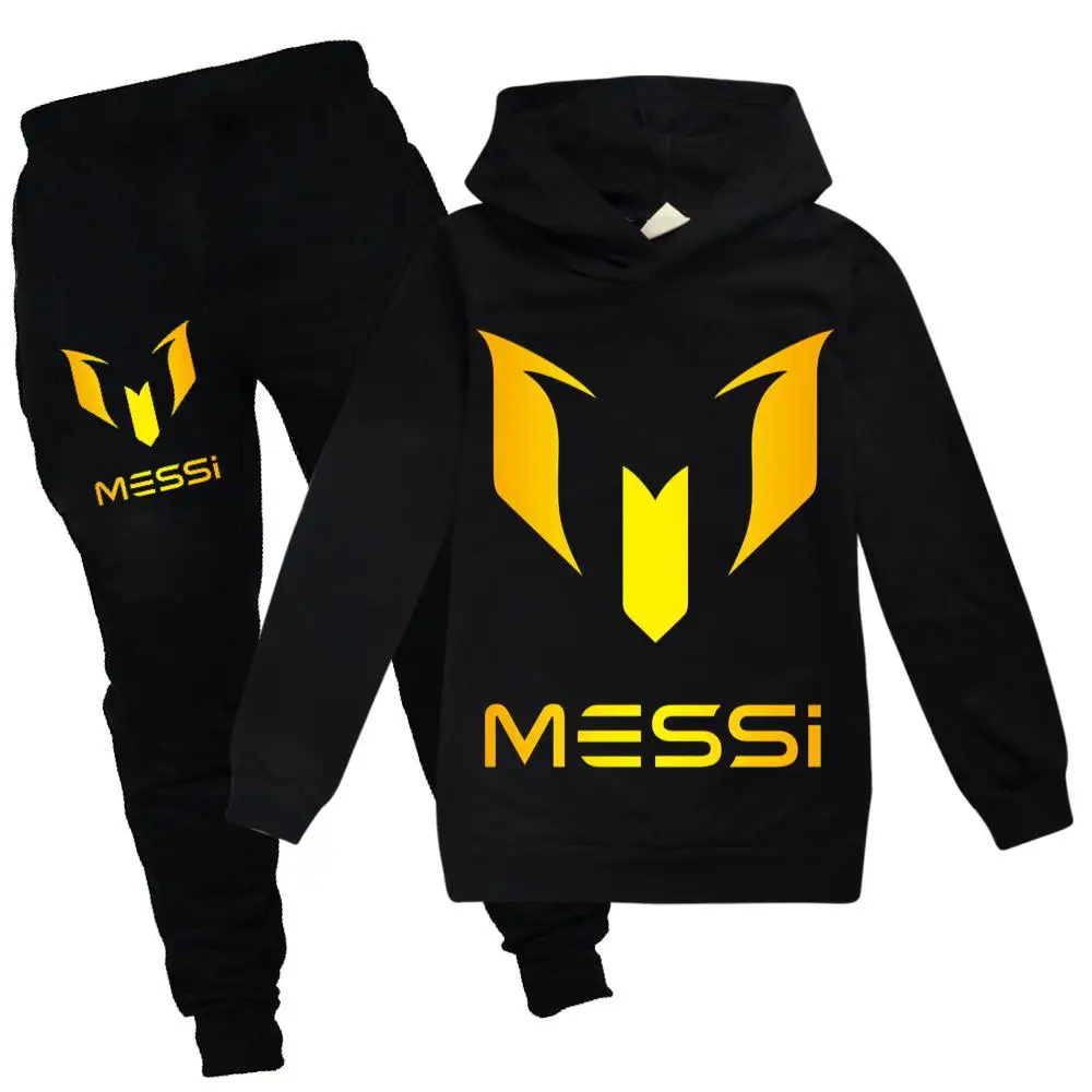 thumbnail image 1 of Ropa para niñas de la superestrella del fútbol argentino, conjunto de sudaderas con capucha y pantalones a la moda para niños, ropa para niños, chándal deportivo para primavera y otoño, 1 of 4