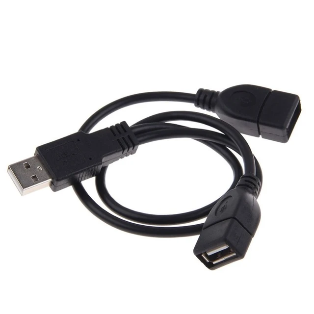 Electop Câble répartiteur USB 2.0 femelle vers mâle, USB A mâle vers double  USB femelle Jack Y (un port pour le transfert de données)