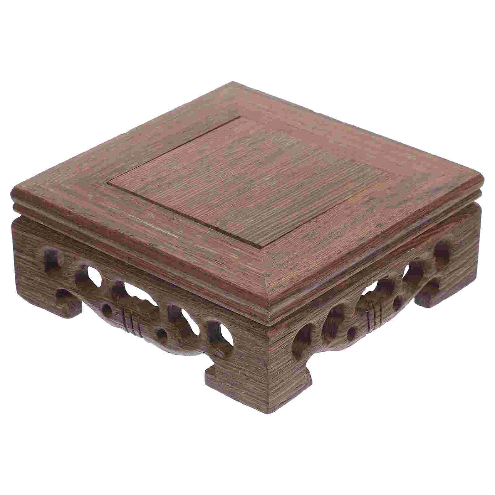 

Flower Pot Stand Carved Wood Lifting Base Pots for Plants Farmhouse Pedestal Wooden Vase Display