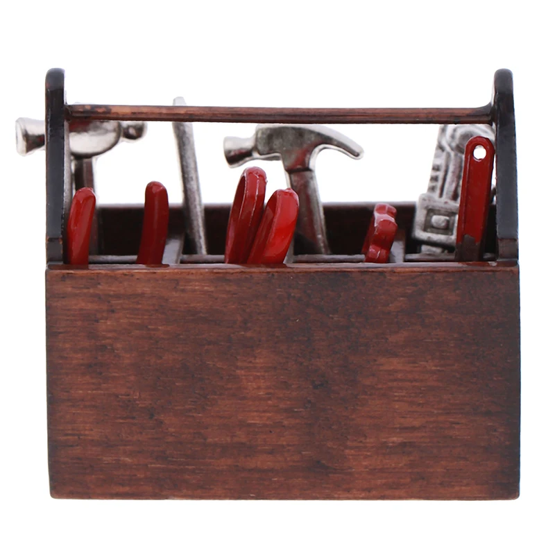 1 Takım Yeni Ev Aksesuarları Minyatür Masaüstü Dekorasyon Minyatür Ahşap Alet Kutusu El Yapımı Alet Setleri