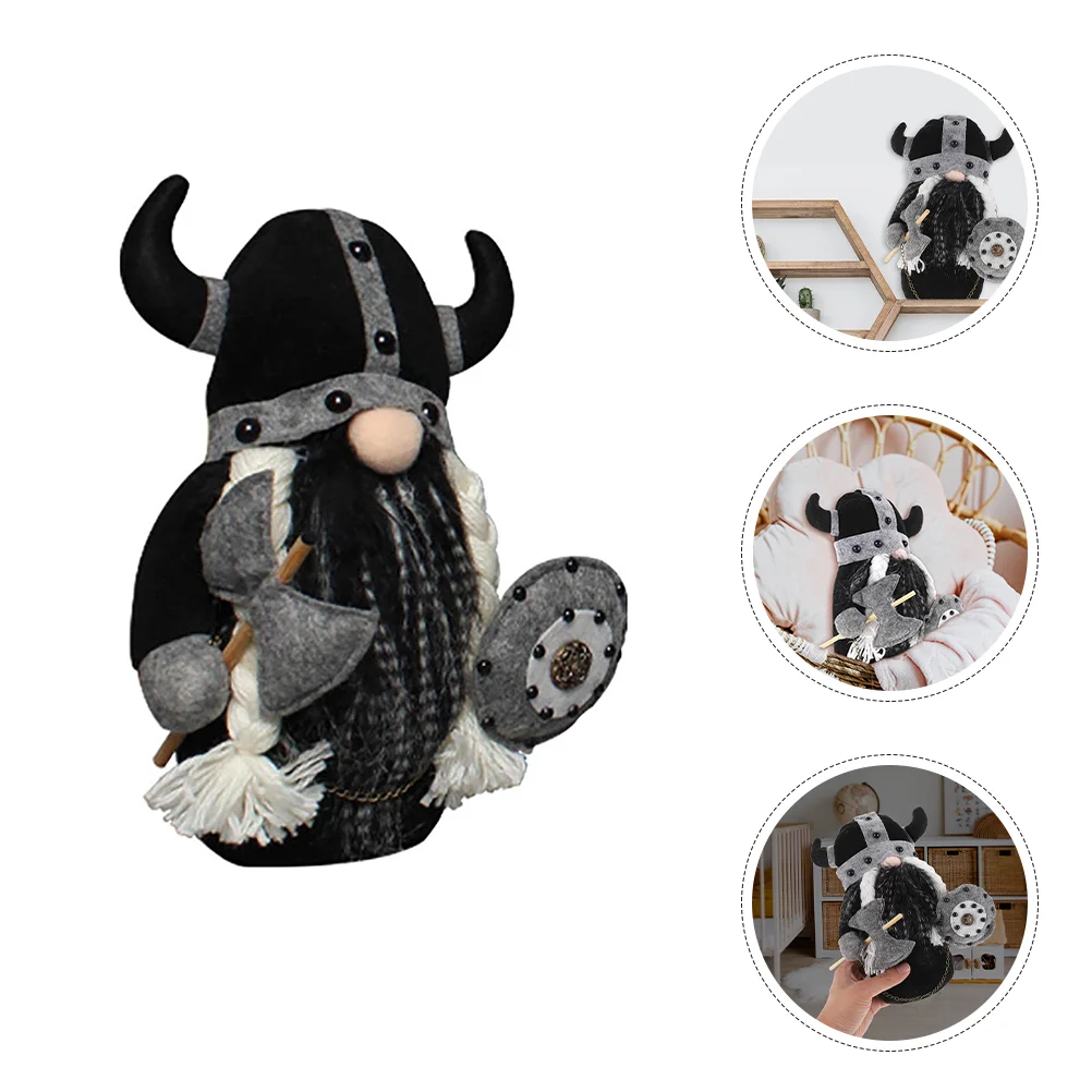 Elf Figurine Nano Ornament Gladiator Shield Horns Decorativo (Cavaliere Vichingo)