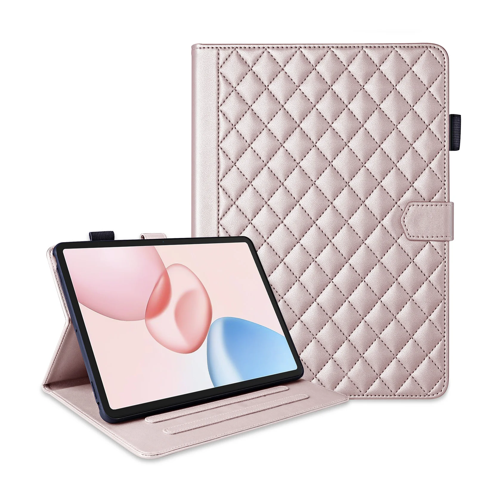 Premium Leather Wallet Stand Case for Tablets - Elegant Book Cover with Adjustable Stand