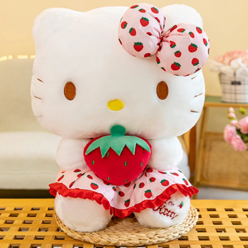 

Sanrio плюшевая игрушка Hello Kitty мультяшный Кот Милая Клубника Лук Мягкая игрушка кровать Декоративная подушка кукла подарок на день рождения