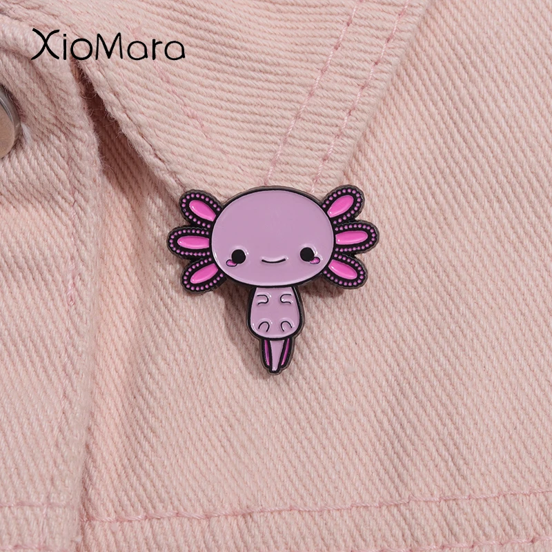 Carino Axolotl Smalto Pin Originale Sea Creature Cloisonné Anfibio Esagono Pesce Animale Spilla Risvolto Distintivo Gioielli Per Gli Amici