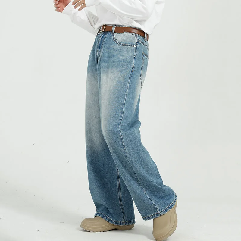 IEFB Male Jeans Casual Gradient Color Pockets Button Men Straight Denim Pants Korean Trendy Men's Trousers Spring 2024 9C4737 4