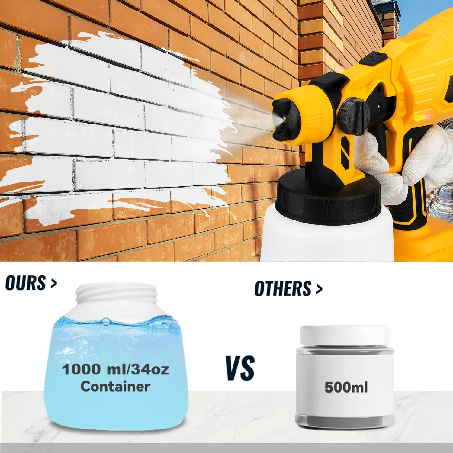 1000ML Brushless Electric Spray Gun HVLP Cordless Paint Sprayer Auto Furniture Steel Coating Airbrush For Makita 18V Battery 3