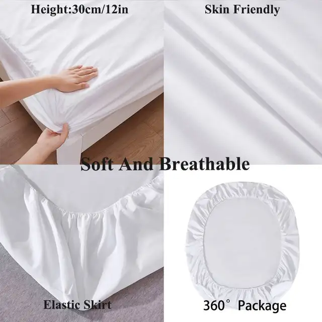Drap-housse imperméable, housse de literie, matelas de couleur unie, doux, respirant, silencieux, poche profonde, grande taille 4