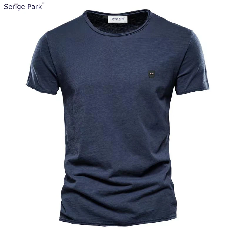 

Serige Park Luxury Hugh Quality Man Unisex Top T Shirt Classical Regular Fit Pure Plain Color Style Basic Tee For Eden Crew Neck
