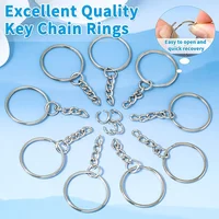 30pcs Silver Plated Metal Blank Keyring Keychain Split Key Ring with Chain Climbing Buckles Carabiner Keychain Rings Accessories 5