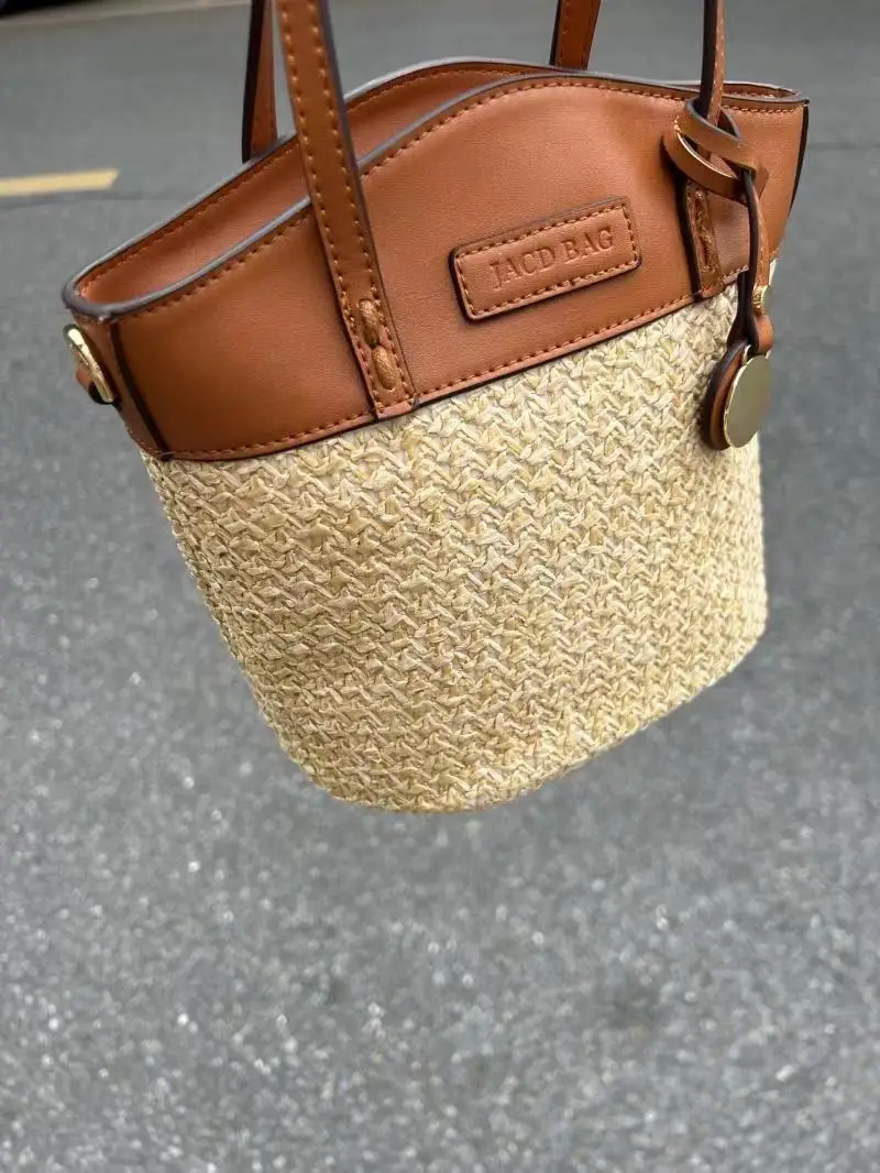 JIAERDI Summer Beach Bag Purse Women Holiday Weave Handle Casual Bucket Messenger Bag Female High Street Straw Crossbody Bags