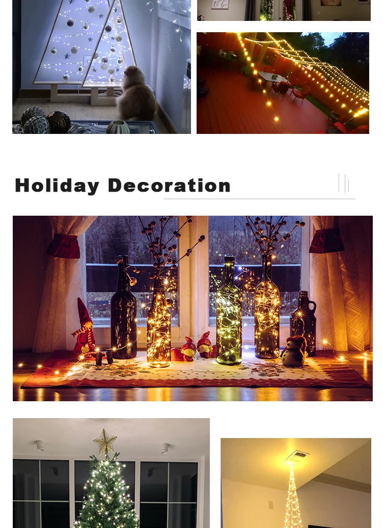 30m 50m 100m LED String Fairy Lights Remote Control Waterproof Plug in for Indoor Outdoor Christmas Holiday Wedding Garden Decor