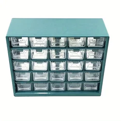 Wall-Mounted Multi-Grid Drawer Organizer and Storage Tool Case (Lagoon Blue)