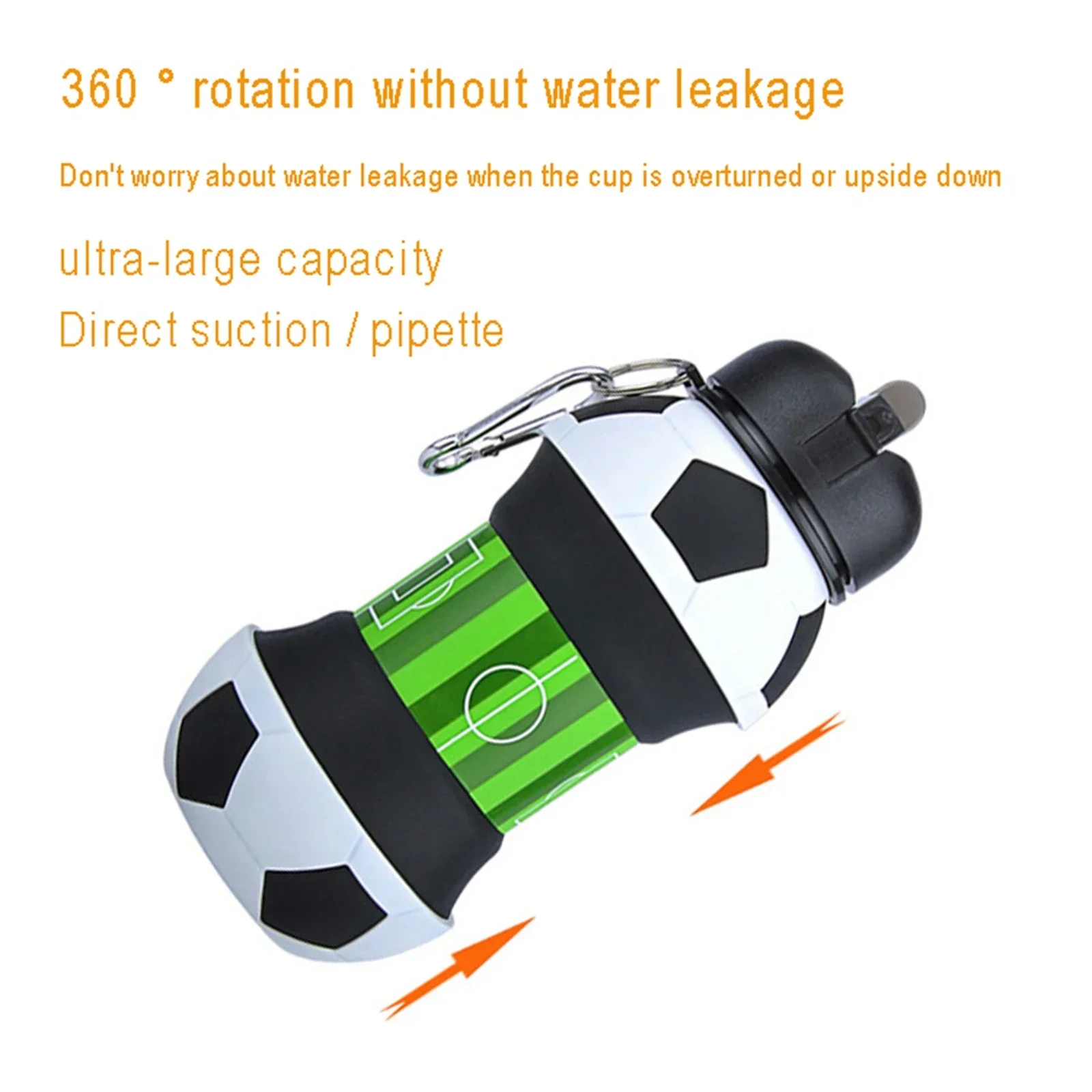 Outdoor Sports Fold Water Bottle Football Basketball Tennis Golf Leakproof Portable Silicone Kettle Travel Children Adult Bottle