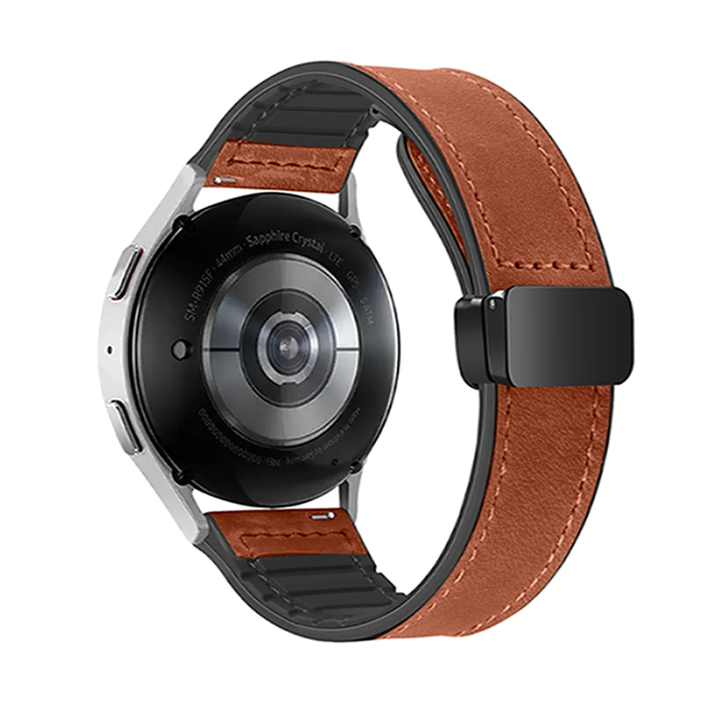 Premium Leather Silicone Magnetic Strap - Universal Moonwatch Replacement Band, 18mm/20mm/22mm