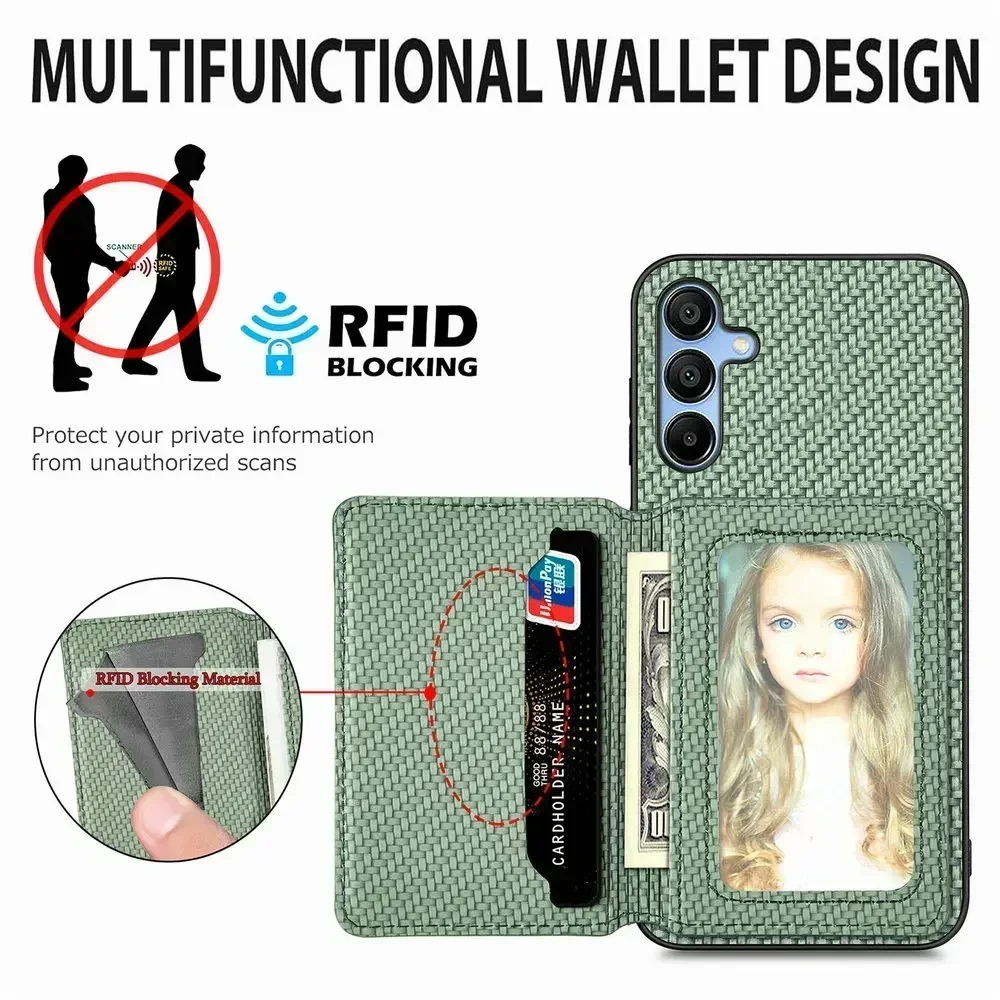 RFID Leather Magnetic Card Holder Wallet Phone Case