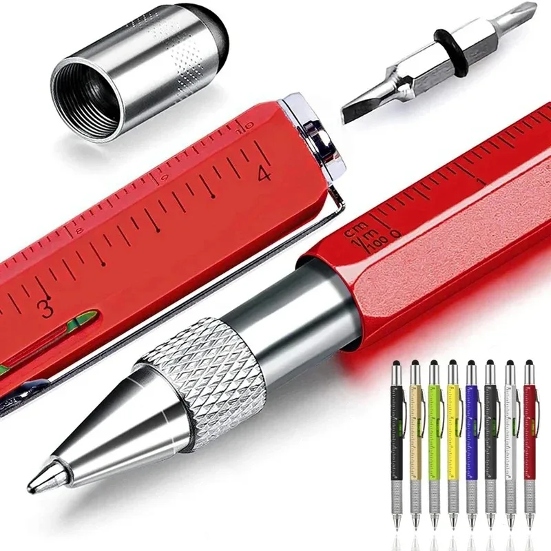Multifunction Ballpoint Pen Multifunctional Pen Ballpoint Pen Ball Point Pen 7 in 1 Multifunctional Pen Touch Screen Stylus Capacitive Pen Screwdriver Ruler Levelgauge Refillable Ballpoint Pencil Tool