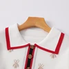 2024 Spring Summer Simple Knitted Skirt Slimming Short-sleeved Polo Collar Dress Fashion  Temperament British Style Mid-length 5