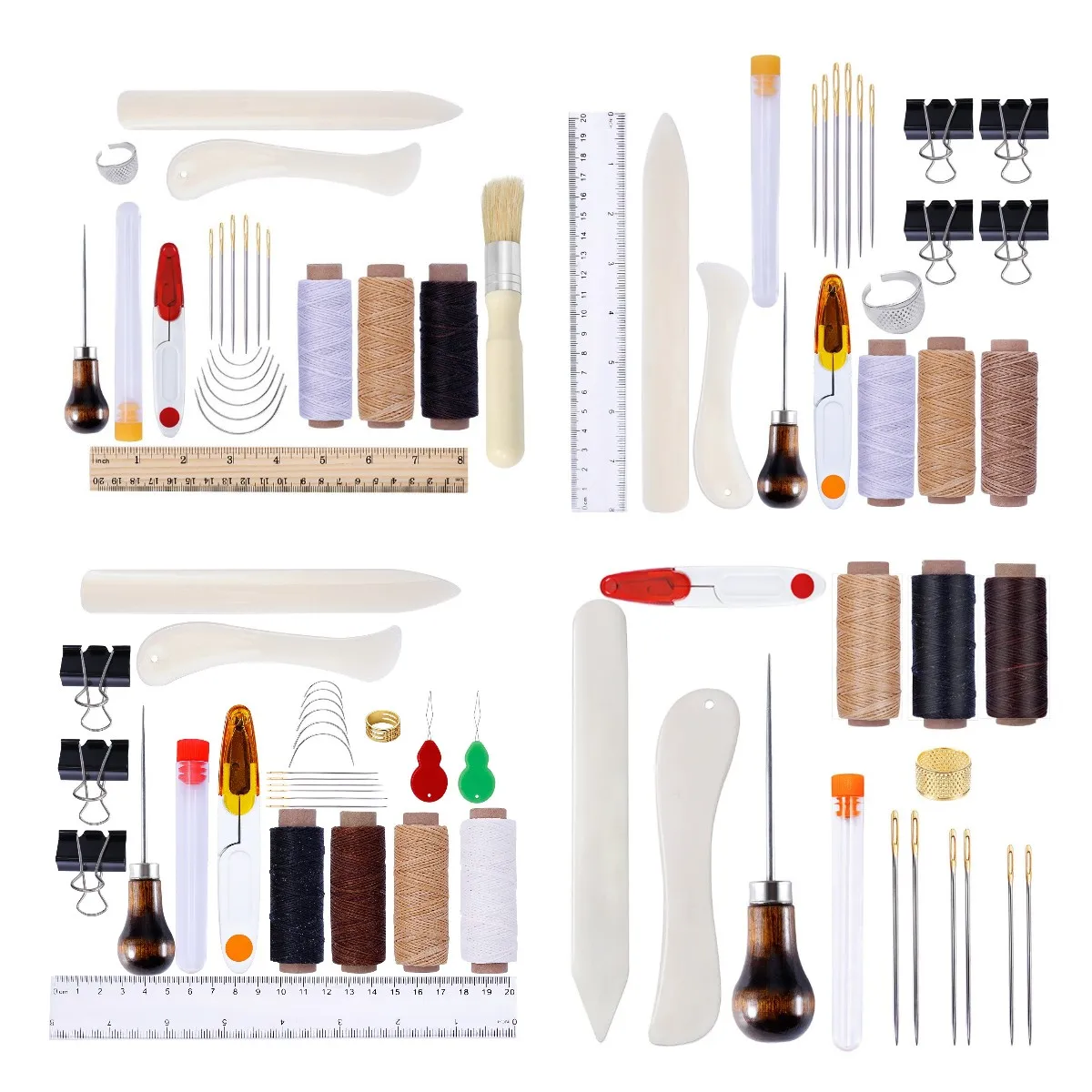 Bookbinding Kit Starter Tools Set Bone Folder Paper Creaser, Waxed Thread, Awl, for DIY Bookbinding Crafts and Sewing Supplies