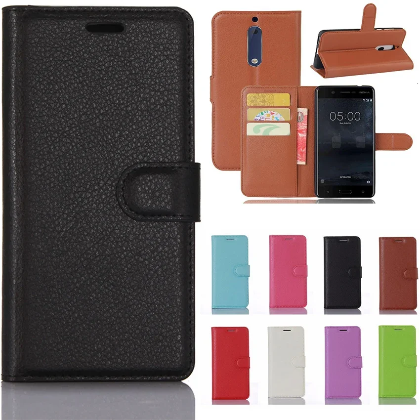 Smartphone Business Wallet Case For Nokia 5 5.2 Inch Retro Flip Book Leather Cover Fundas