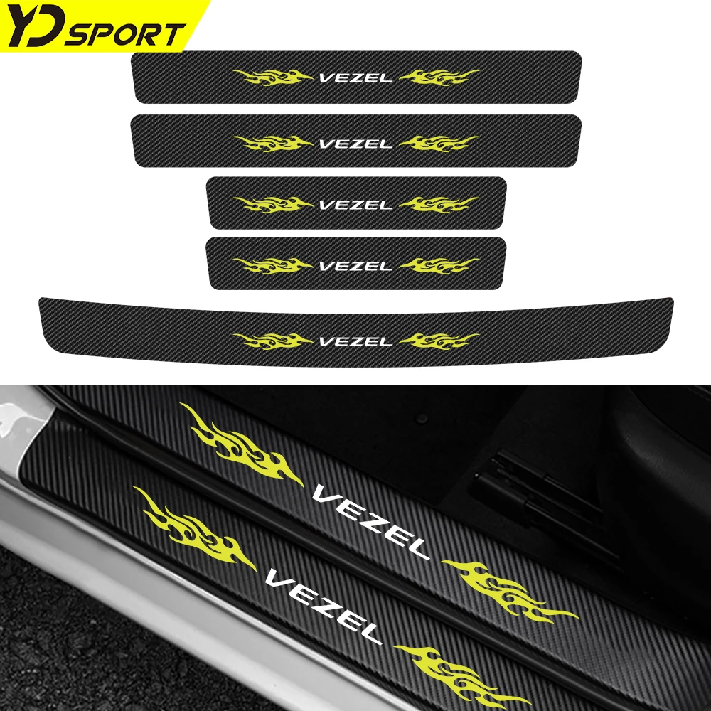 

Car Door Sill Stickers Auto Trunk Door Sill Scuff Covers Accessories Car Styling Carbon Fiber Decals For Honda VEZEL car Logo
