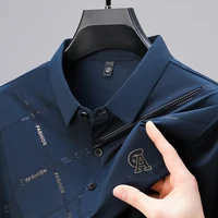 Luxury High Quality Ice Silk ventilate Short Sleeve polo shirt Men's Top Summer Brand Embroidery Casual Business fashion T-shirt