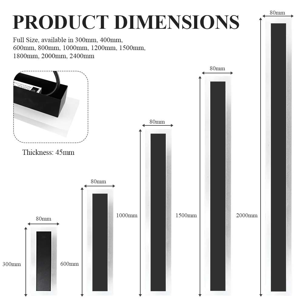 110V 220V 모던 야외용 선형 스트립 벽등 3000K 6000K 따뜻한 백색 정원 벽등 롱 LED 벽등