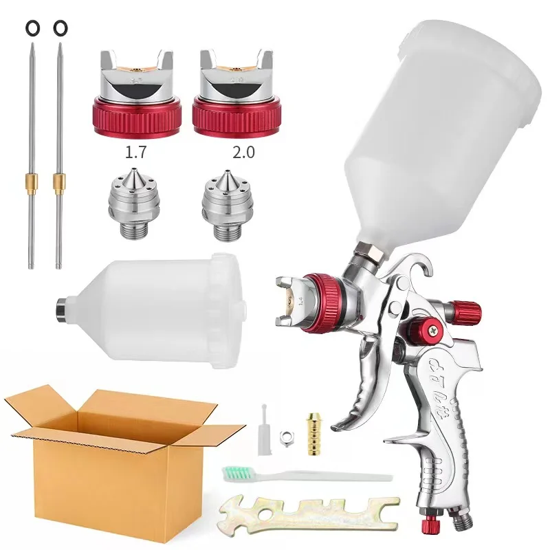 

2008 HVLP High Fog Spray Gun 1.4/1.7/2.0mm Nozzle Size 600ml Water Bottle for Car and Wall CoatingSpray Guns