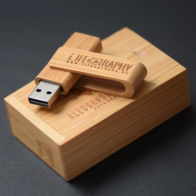 JASTER 회전식 나무 USB 2.0 플래시 드라이브 128GB 펜 드라이브 64GB 무료 맞춤형 로고 메모리 스틱 32GB 16GB 독창적인 선물 U 디스크