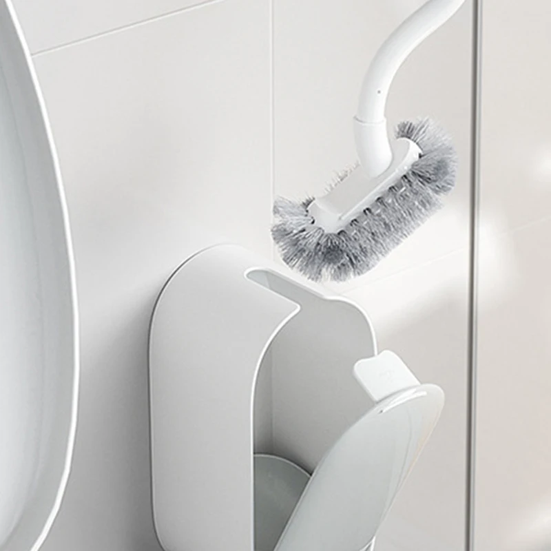 White-Toilet-Brush-Nordic-Wall-Mounted-Non-contact-Hanging-Bathroom-Storage-Brush-Utensils-WC-Cleaner-Corner.jpg Fehér Wc Kefe Északi Falra Szerelt Nem Érintkező Függő Fürdőszoba Tároló Edények Tisztító Sarok Wc-Tartozékok - Image 5