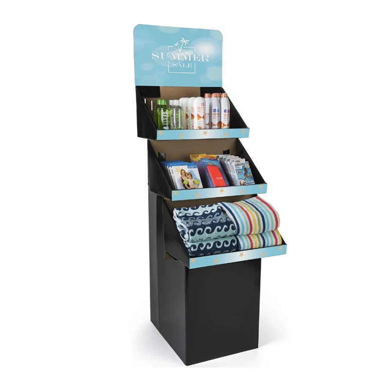 4 Layers Trade Show Stand Foldable Shelves Cardboard Magazine Display