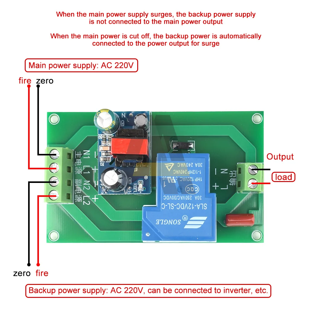 Placa de Comutação Automática de Alimentação ca Canais 220v 30a Main Standby Dual Power High-power Transfer Switch Module 110v220v