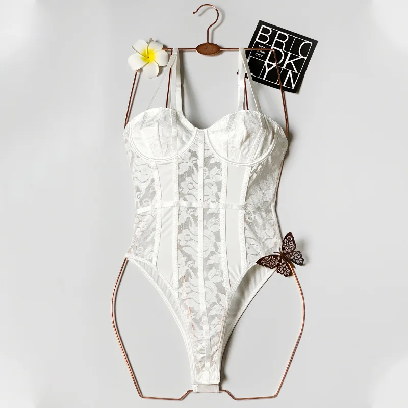 Burning Up White Lace Corset Bodysuit