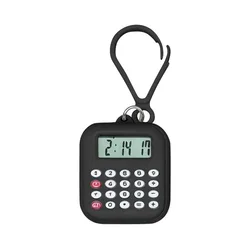 Compact Portable Multifunctional Keychain Calculator with Silent Buttons & 8 - Digit Display (Black)
