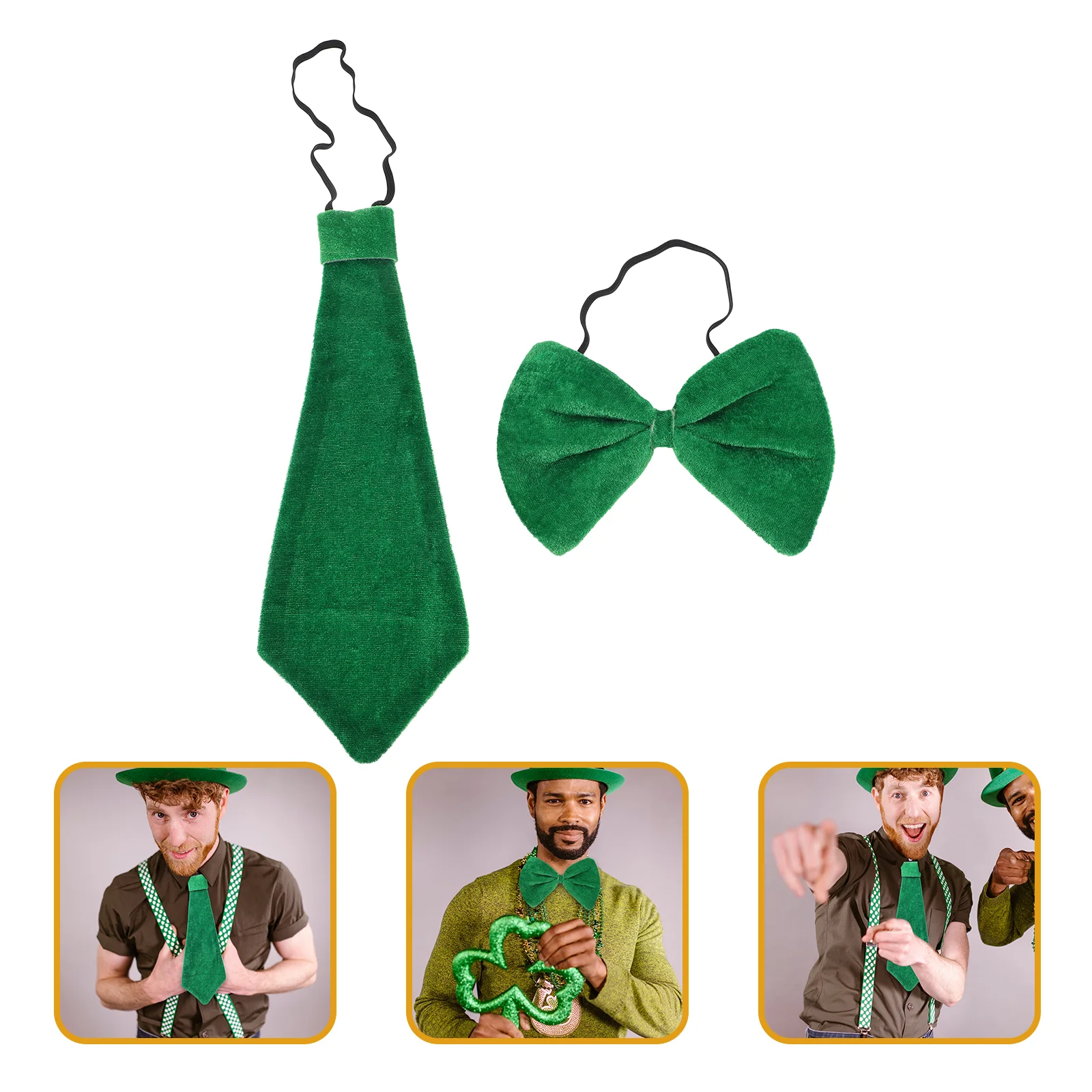 

1 комплект, декоративный галстук-бабочка, искусственное ожерелье, мужской галстук-бабочка для Дня Святого Патрика