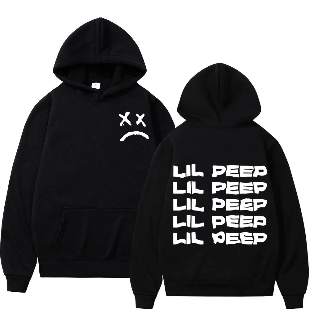 

Rapper Lil Peep Sad Face Graphic Hoodie Men Women Fashion Trend Hooded Sweatshirts Autumn Winter Casual Hip Hop Loose Pullovers