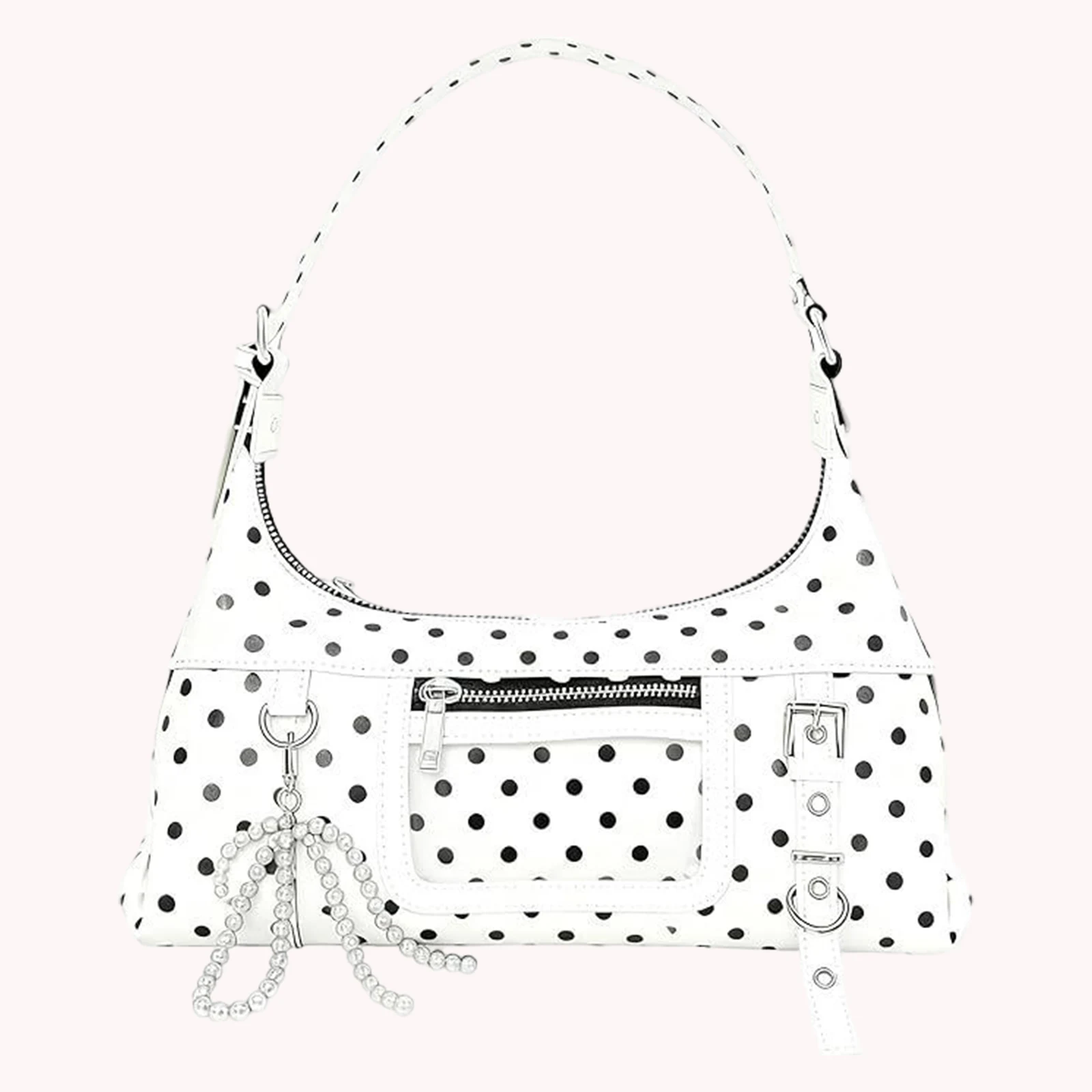 PU Leather Tote Bag Polka Dot Shoulder Bag Commuter Bag for Women Work Shopping Travel Daily