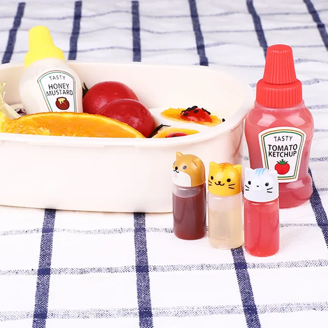 2Db/Set 25 Ml Mini Paradicsom Ketchup Palack Hordozható Kis Mártó Konténer Saláta Öltöző Tartályok Kamra Bento Dobozhoz