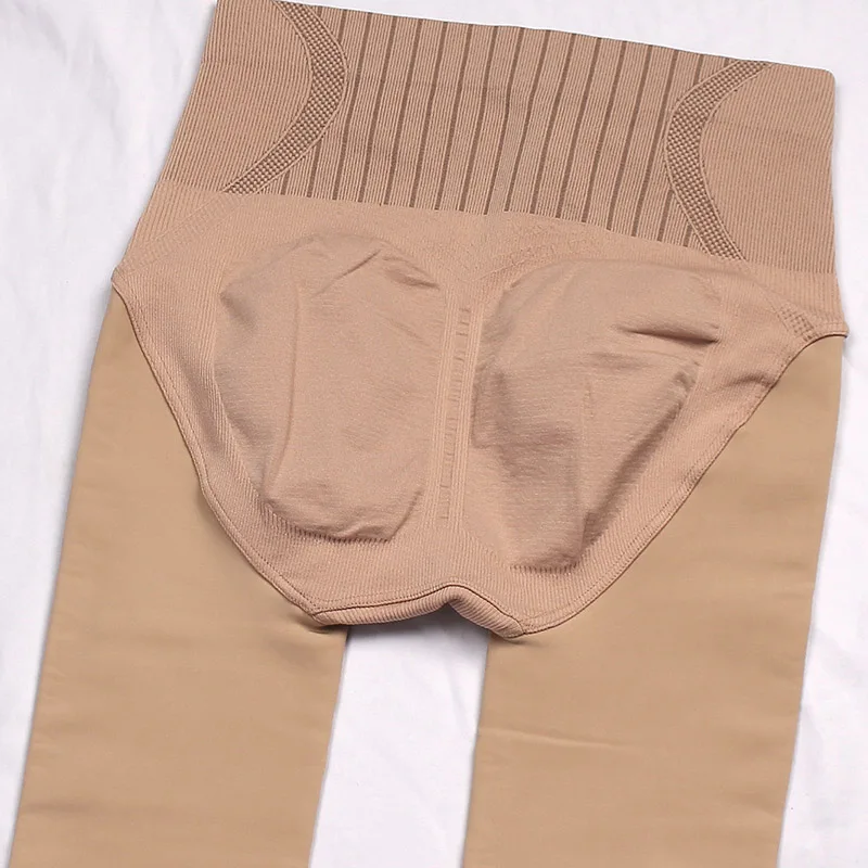2024 New Hip Lifting And Abdominal Tightening High Waist Long Socks Winter Literary Women Plush Thick Warm Pantyhose Skin Color
