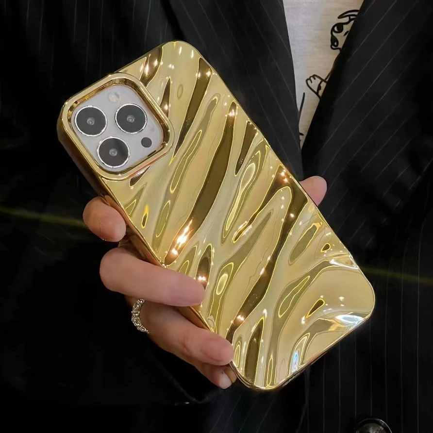 Glossy Solid Color Water Ripple 3D Wave Case
