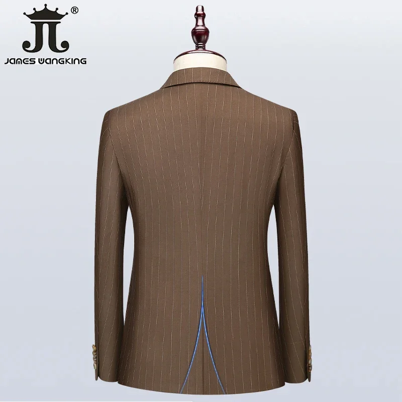 S-5XL (Jacket + Vest + Pants) Classic Striped Business Workwear Groom Wedding Dress Korean Slim Fit Suit 3Piece Set  Prom Tuxedo